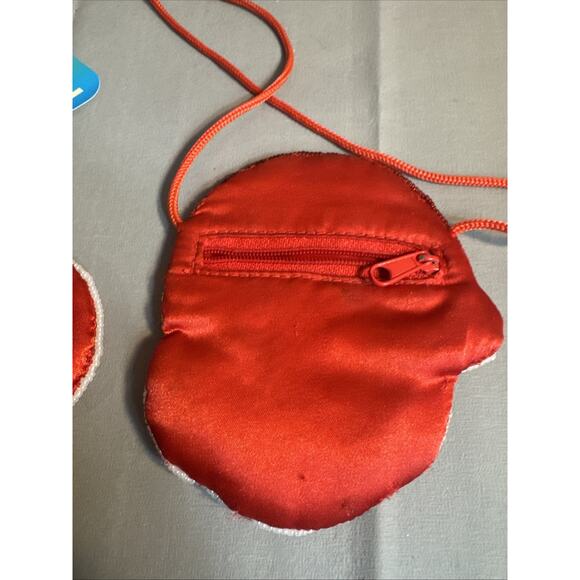 Vintage mini bag Christmas santa Sequin Beaded Stocking Trinket Purse 5” LOT 2 - Picture 7 of 10